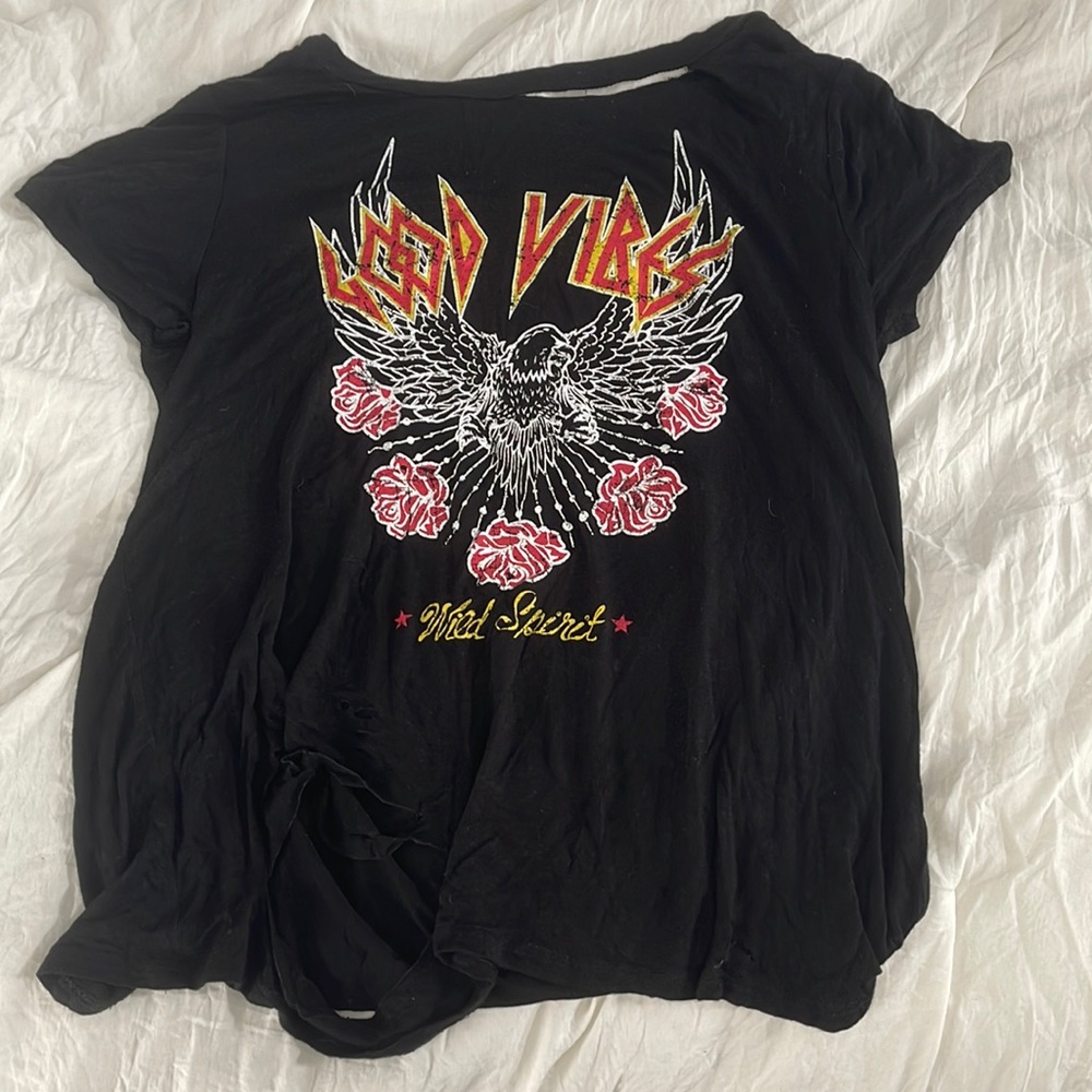 Distressed band tee